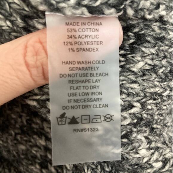 Vince Camuto Marbled Gray Sweater NEW Size L Tulip Red Colorblock Striped Cotton - Picture 8 of 9